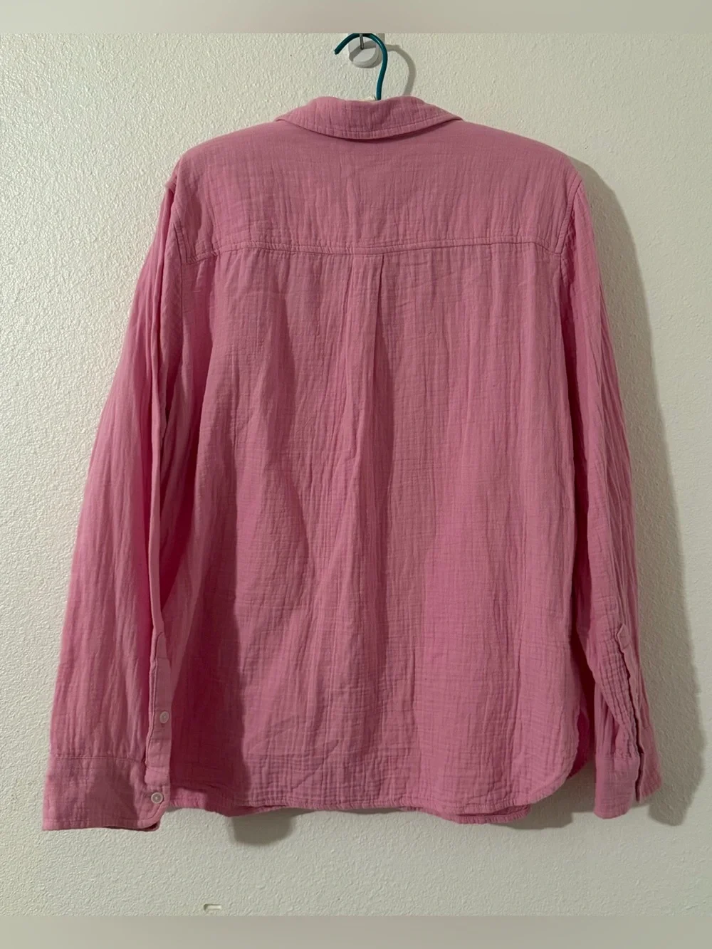 J Crew Womens 100% Cotton Gauze Button Up Shirt Size XL Pink Beach Resort Vacay